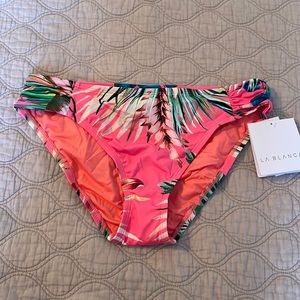 La Blanca tropical coral side shirred bikini bottom